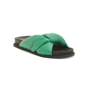 ALTA Green Made In Colombia Leather Olivia Puffy Flat Sandals